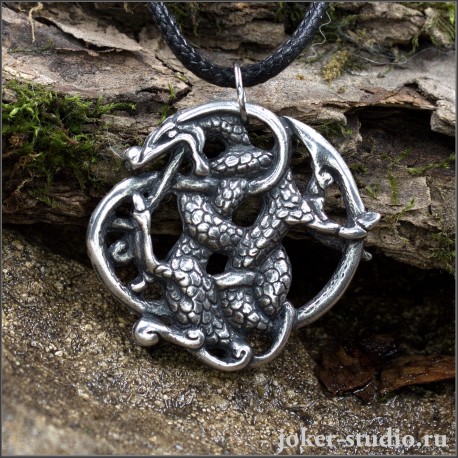 серебряный кельтский кулон с драконом купить в интернет-магазине