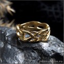 Плетеное золотое кольцо стильная ювелирная бижутерия "Кураре"