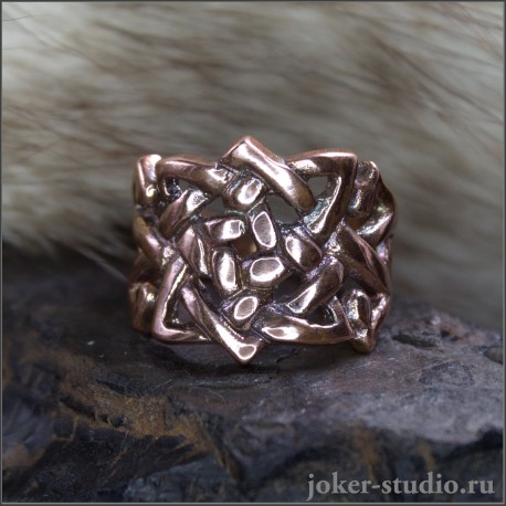 Ювелирное женское кольцо из меди с кельтским узором Бригид