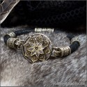 Женский кожаный браслет Алатырь с кельтским шармами из ювелирной бронзы