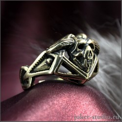 Кольцо с черепом демона Азазель мужской готический перстень в стиле темного фэнтези