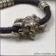 Мужской кожаный браслет из плетеного шнура с фантастическим Фавном и кельтскими бусинами 