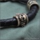 Кожаный браслет с черепами и кельтскими бусинами - подарок для мужчины