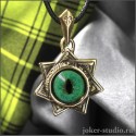 Звезда Магов кулон из золотой бронзы с зеленым глазом кота Нибелунга