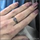 Женское кольцо с синим камнем фианитом и славянской звездой Алатырь
