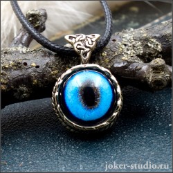 Бронзовый кулон с кельтским традиционным узором и голубым глазом сиамского кота