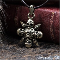 Кулон из бронзы в виде креста с компасом и черепами подвеска с пиратской символикой- Тартуга