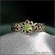 Тонкое кольцо с зеленым камнем фианитом и славянским символом Алатырь из бронзы