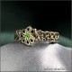 Тонкое кольцо с зеленым камнем фианитом и славянским символом Алатырь из бронзы