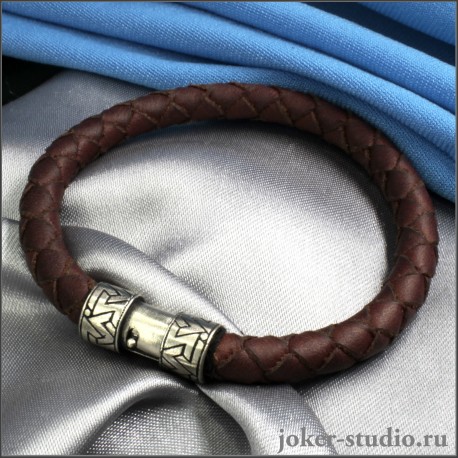 Зеро кожаный плетеный браслет коричневого цвета с ювелирным замком и знаком zero