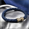 Кубики плетеный браслет из синего паракорда с ювелирным золотым замком из бронзы