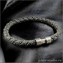 Кубики плетеный браслет из шнура темно-серого цвета с серебряным замком из аргентана