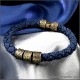 Синий браслет из шнура с золотыми бусинами в стиле хай-тек