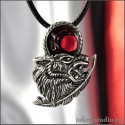 Кулон волк воющий на красную луну подвеска с ювелирной прозрачной эмалью «Ульф»