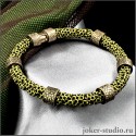 Кубики женский браслет с золотыми шармами из бронзы на шнуре ярко-зеленого цвета