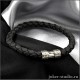 Черный браслет шнур с серебряным винтажным замком из аргентана
