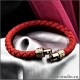 Красный браслет шнур с золотым винтажным замком из бронзы