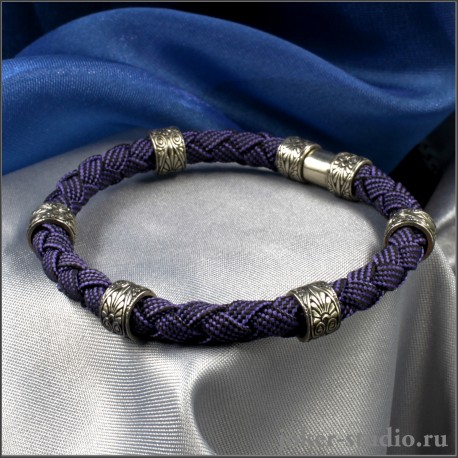 Фиолетовый браслет женский с серебряными шармами в стиле барокко