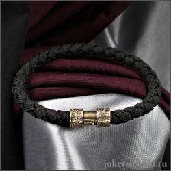 Черный браслет из паракорда в стиле хай-тек с ювелирным замком из бронзы