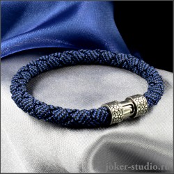Плетеный браслет из синего паракорда с ювелирным серебряным замком из аргентана в стиле хай-тек