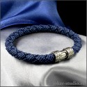 Плетеный браслет из синего паракорда с ювелирным серебряным замком из аргентана в стиле хай-тек