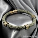 Серый браслет из шнура с золотыми шармами и замком из бронзы в стиле хай-тек