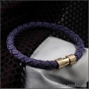 Кубик фиолетовый браслет шнур с золотым замком из бронзы в стиле хай-тек