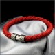 Красный браслет шнур с серебряным винтажным замком из аргентана