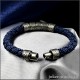 Синий браслет из шнура с серебряными бусами стиле хай-тек