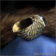 Кольцо с глазом рыси в золотых крыльях Ангела ювелирное украшение ручной работы