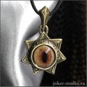 Золотой амулет семиконечная Звезда Магов с глазом соболя, украшение ручной работы из бронзы