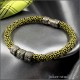 женский браслет шнур Ярко зеленого цвета с серебряным замком 
