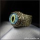Кольцо "Ангел" в виде крыльев с глазом крокодила гавиала украшение ручной работы