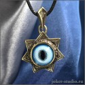 Амулет "Звезда магов" с символами планет и глазом рыси ювелирный тотем из бронзы