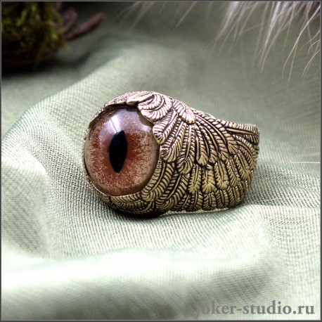 Дизайнерское кольцо с крыльями ангела и глазом соболя купить в интернет-магазине Джокер