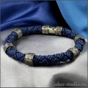 Браслет плетеный из синего паракорда с серебряными шармами в винтажном стиле барокко