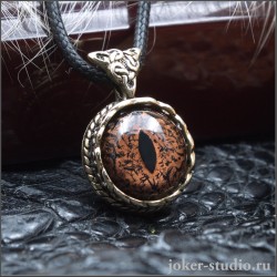 Друид бронзовый золотой кулон с глазом Игуаны талисман кельтский ручной работы