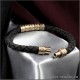 Черный браслет шнур с серебряным винтажным замком из аргентана