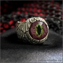 Кольцо в форме серебряных крыльев с глазом змeи анаконды ювелирный перстень из аргентана
