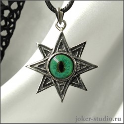 Звезда Иштар амулет с зеленым глазом нибелунга серебряная подвеска из аргентана