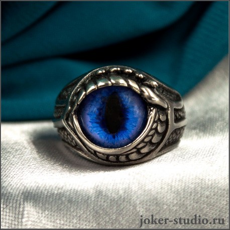 Кольцо синий глаз дракона