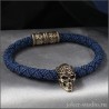 КОНХОБАР БРАСЛЕТ С ШАРМОМ ЗОЛОТЫМ ЧЕРЕПОМ НА СИНЕМ ШНУРЕ ИЗ ПАРАКОРДА