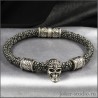 КОНХОБАР БРАСЛЕТ С ЧЕРЕПОМ И ШАРМАМИ В КЕЛЬТСКОМ СТИЛЕ НА СЕРОМ ШНУРЕ