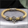 КОНХОБАР МУЖСКОЙ БРАСЛЕТ С ЧЕРЕПОМ И ШАРМАМИ СВАРОГА СВАРОГА ШНУРЕ ЦВЕТА ХАКИ