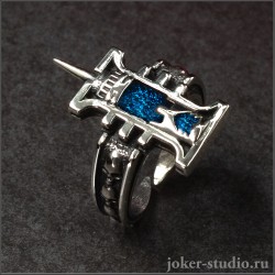 КОЛЬЦО-ИГЛА ВОЛЬНОГО ТОРГОВЦА WARHAMMER 40k УКРАШЕНИЕ с СИНЕЙ ЭМАЛЬЮ