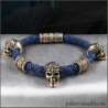 КОНХОБАР СИНИЙ БРАСЛЕТ из ПАРАКОРДА С ЧЕРЕПАМИ И ШАРМАМИ В КЕЛЬТСКОМ СТИЛЕ