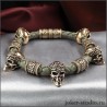 КОНХОБАР БРАСЛЕТ С ЧЕРЕПАМИ И ШАРМАМИ В КЕЛЬТСКОМ СТИЛЕ НА СЕРОМ ШНУРЕ