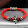 КОНХОБАР КРАСНЫЙ БРАСЛЕТ из ПАРАКОРДА РУЧНОЙ РАБОТЫ с ЧЕРЕПОМ И ЗВЕЗДОЙ РУСИ