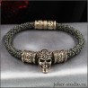 КОНХОБАР СЕРЫЙ БРАСЛЕТ С КЕЛЬТСКИМ ЧЕРЕПОМ И ШАРМАМИ РУЧНОЙ РАБОТЫ