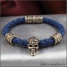 КОНХОБАР МУЖСКОЙ СИНИЙ БРАСЛЕТ С ЧЕРЕПОМ И БУСИНАМИ В КЕЛЬТСКОМ СТИЛЕ